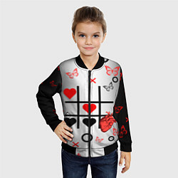 Бомбер детский Крестики нолики сердцами, цвет: 3D-черный — фото 2