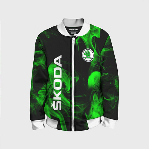Детский бомбер Skoda: Green Smoke / 3D-Белый – фото 1