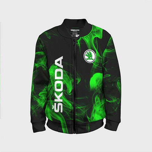 Детский бомбер Skoda: Green Smoke / 3D-Черный – фото 1