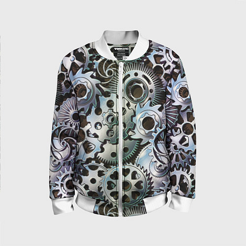 Детский бомбер Стимпанк шестеренки Steampunk / 3D-Белый – фото 1