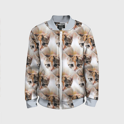 Детский бомбер Маленький котенок паттерн / 3D-Серый – фото 1