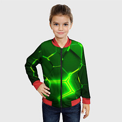 Бомбер детский 3D ПЛИТЫ НЕОН NEON GREEN HEXAGON РАЗЛОМ, цвет: 3D-красный — фото 2