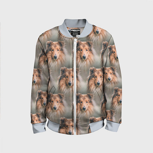 Детский бомбер Колли Собака паттерн / 3D-Серый – фото 1