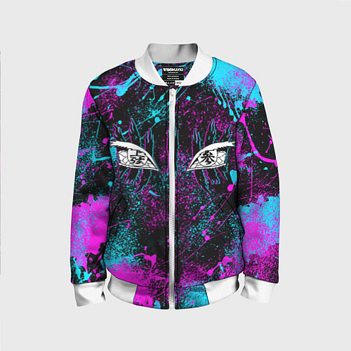 Детский бомбер ГЛАЗА АКАЗЫ ГЛИТЧ / 3D-Белый – фото 1