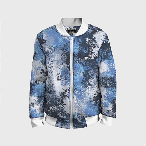 Детский бомбер Спортивный камуфляж Пикси - Черника / 3D-Белый – фото 1