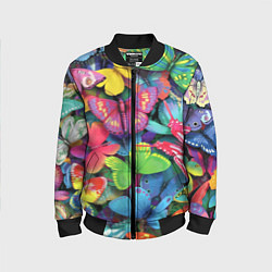 Бомбер детский Стая бабочек Pattern, цвет: 3D-черный