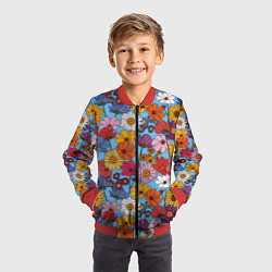 Бомбер детский Ромашки-лютики, цвет: 3D-красный — фото 2
