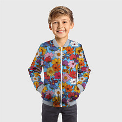 Бомбер детский Ромашки-лютики, цвет: 3D-серый — фото 2