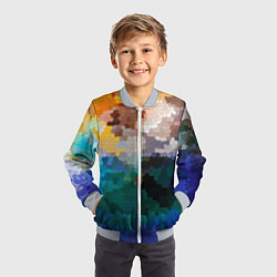 Бомбер детский Осенний мозаичный узор, цвет: 3D-серый — фото 2