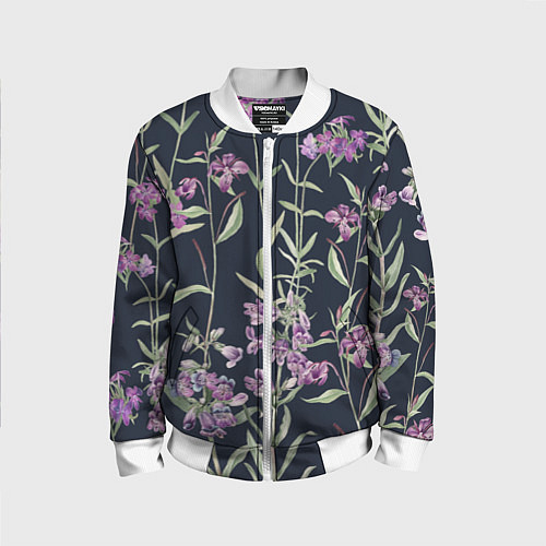 Детский бомбер Цветы Фиолетовые / 3D-Белый – фото 1