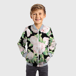 Бомбер детский Цветы Нарисованные Пионы, цвет: 3D-серый — фото 2