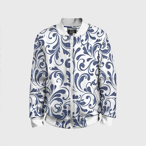 Детский бомбер Гжелевый рисунок / 3D-Белый – фото 1