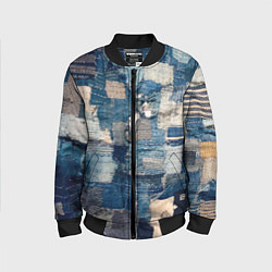 Бомбер детский Patchwork Jeans Осень Зима 2023, цвет: 3D-черный