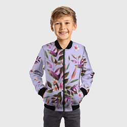 Бомбер детский Цветы Вересковый Сад, цвет: 3D-черный — фото 2