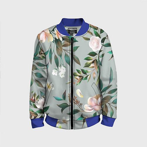 Детский бомбер Цветы Цветочный Букет / 3D-Синий – фото 1
