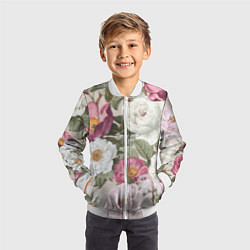 Бомбер детский Цветы Розовый Сад Пион и Роз, цвет: 3D-белый — фото 2
