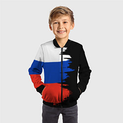 Бомбер детский Российский триколор на темном фоне, цвет: 3D-черный — фото 2