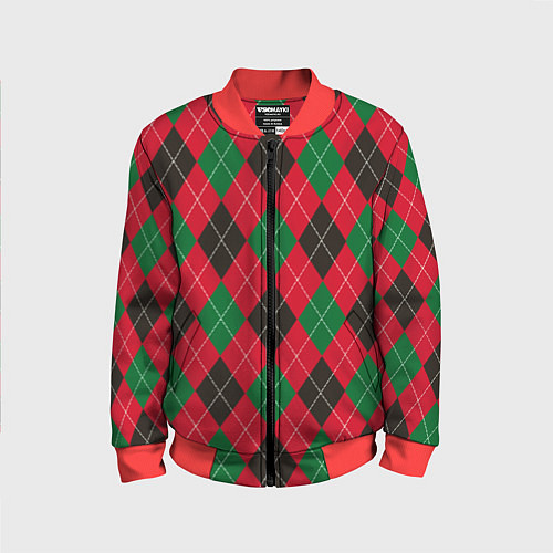 Детский бомбер Классический аргайл / 3D-Красный – фото 1