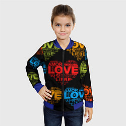 Бомбер детский Love, Amor, Любовь - Неон версия, цвет: 3D-синий — фото 2
