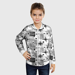 Бомбер детский Черно белый ретро геометрический узор, цвет: 3D-белый — фото 2