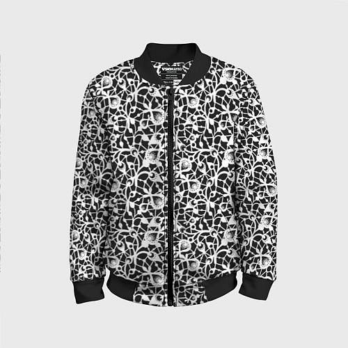 Детский бомбер Черно-белый кружевной ажурный узор / 3D-Черный – фото 1