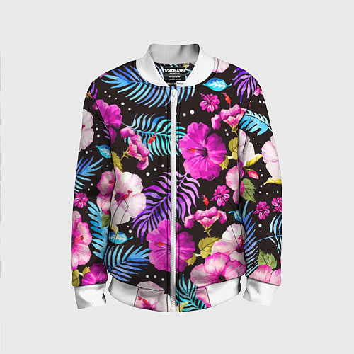 Детский бомбер Floral pattern Summer night Fashion trend / 3D-Белый – фото 1