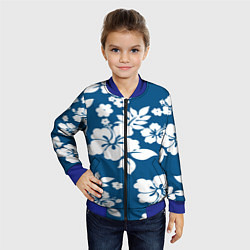 Бомбер детский Цветочный паттерн Минимализм, цвет: 3D-синий — фото 2