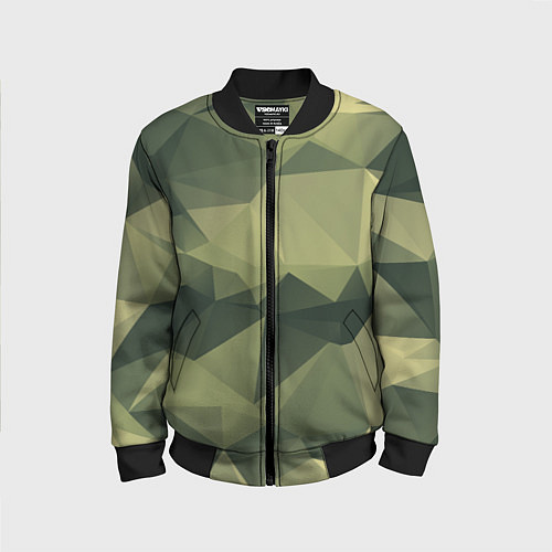 Детский бомбер 3д полигоны - камуфляж / 3D-Черный – фото 1