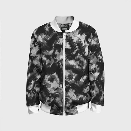 Детский бомбер Черно-белый абстрактный камуфляж / 3D-Белый – фото 1