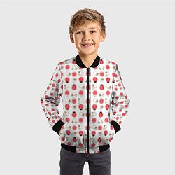 Бомбер детский Забавные Божьи коровки на белом фоне, цвет: 3D-черный — фото 2