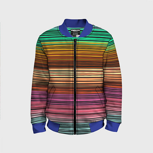 Детский бомбер Multicolored thin stripes Разноцветные полосы / 3D-Синий – фото 1