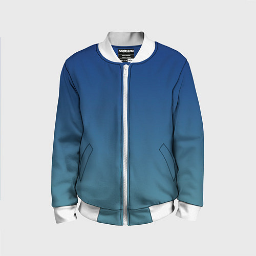 Детский бомбер Текстурированный сине-бирюзовый градиент / 3D-Белый – фото 1