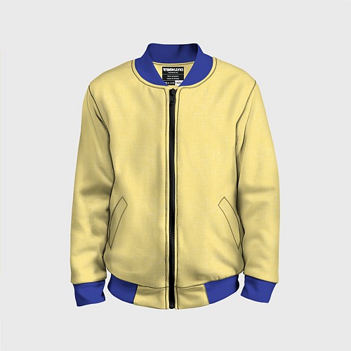 Детский бомбер Текстурированный лимонно-желтый однотонный / 3D-Синий – фото 1