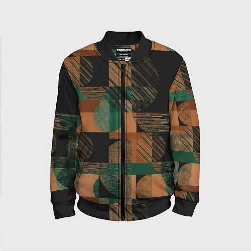 Детский бомбер Текстурированный абстрактный, геометрический принт / 3D-Черный – фото 1