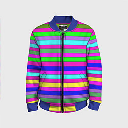 Бомбер детский Multicolored neon bright stripes, цвет: 3D-синий