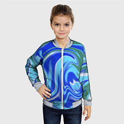 Бомбер детский Тай-дай с синим, зелёным и белым цветом, цвет: 3D-серый — фото 2