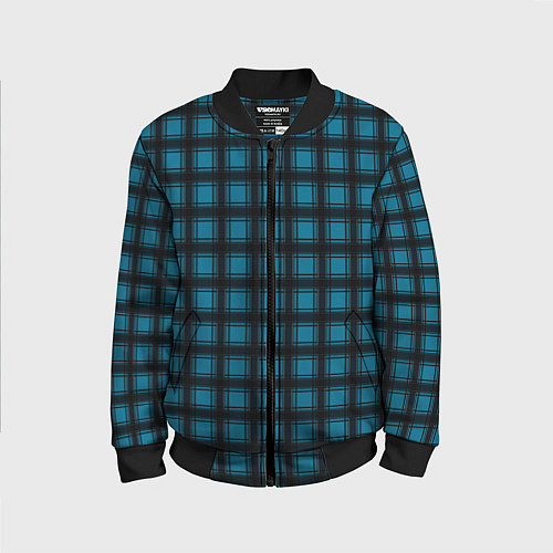 Детский бомбер Black and blue plaid / 3D-Черный – фото 1