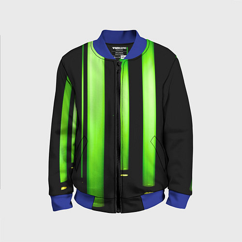 Детский бомбер Абстрактные неоновые колбы с кислотой - Зелёный / 3D-Синий – фото 1