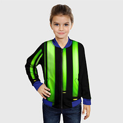 Бомбер детский Абстрактные неоновые колбы с кислотой - Зелёный, цвет: 3D-синий — фото 2