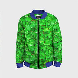 Бомбер детский Зелёные листья - текстура, цвет: 3D-синий