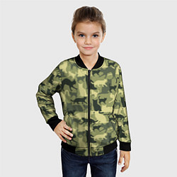 Бомбер детский Кошачий камуфляж в зеленой гамме, цвет: 3D-черный — фото 2