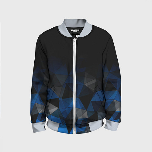 Детский бомбер Черно-синий геометрический / 3D-Серый – фото 1