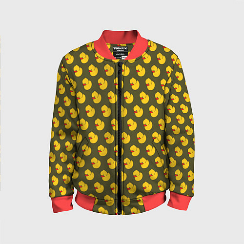 Детский бомбер Ути Коричнево-зелёный / 3D-Красный – фото 1