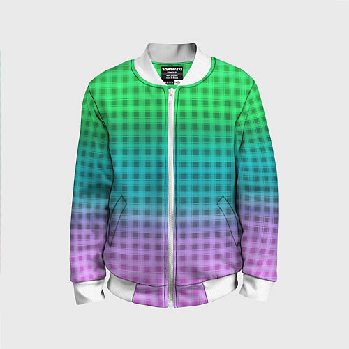 Детский бомбер Gradient lilac green plaid / 3D-Белый – фото 1