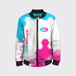 Бомбер детский Land Rover neon gradient style: надпись, символ, цвет: 3D-черный
