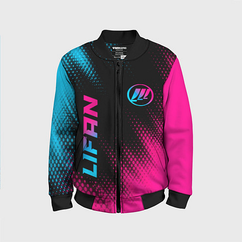 Детский бомбер Lifan - neon gradient: надпись, символ / 3D-Черный – фото 1