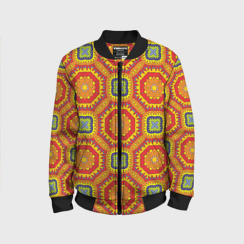 Детский бомбер Оранжевый калейдоскоп / 3D-Черный – фото 1
