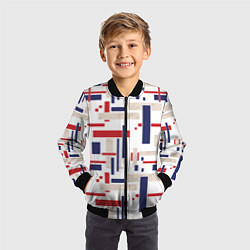 Бомбер детский Геометрический узор Орион красно-синий на белом, цвет: 3D-черный — фото 2