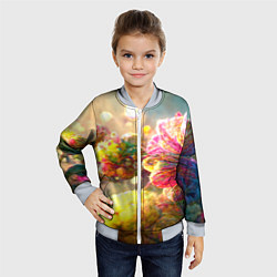 Бомбер детский Цветы абстракция, цвет: 3D-серый — фото 2