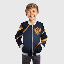 Бомбер детский Blue & gold герб России, цвет: 3D-белый — фото 2